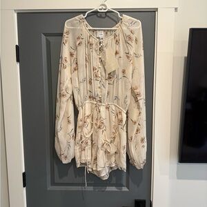 Sabo Skirt Floral Long Sleeve Romper, Size M